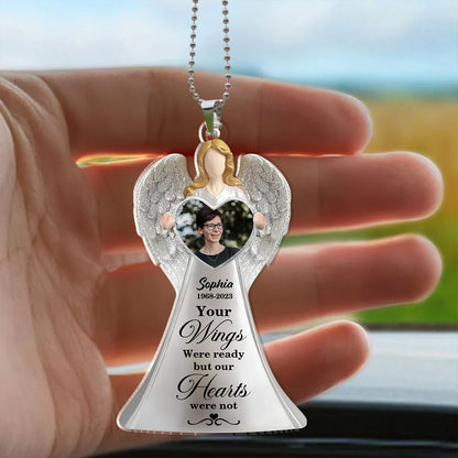 Angle Your Wings Were Ready Memorial Car Acrylic - Personalized Car Photo Ornament