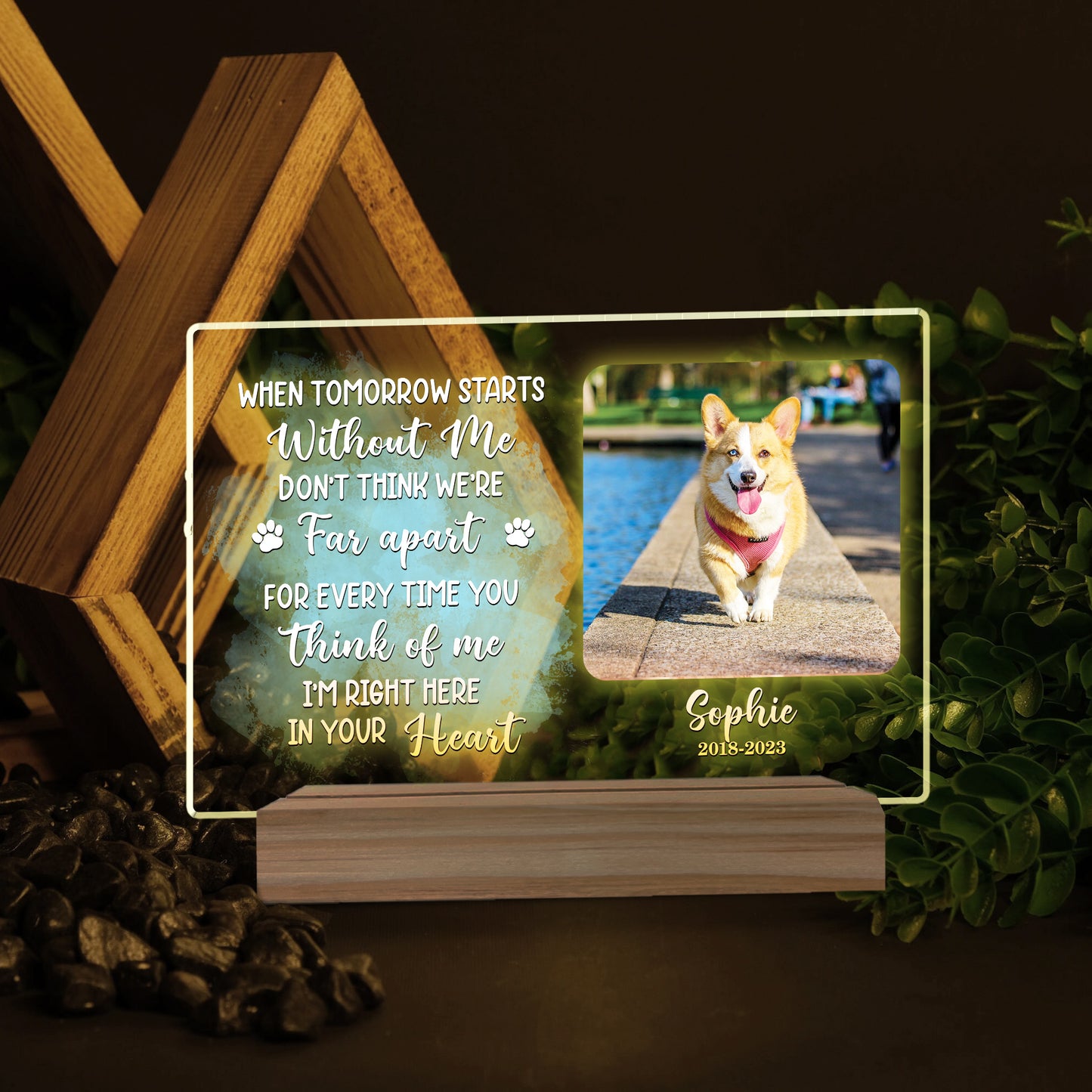 When Tomorrow Starts Without Me - Memorial Personalized Custom Heart Shaped 3D LED Light - Sympathy Gift For Family Members