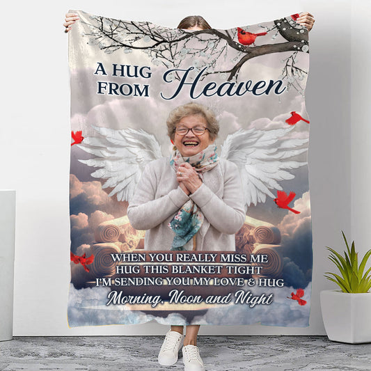 A Hug From Heaven - Memorial Personalized Custom Blanket - Christmas Gift, Sympathy Gift For Pet Owners, Pet Lovers