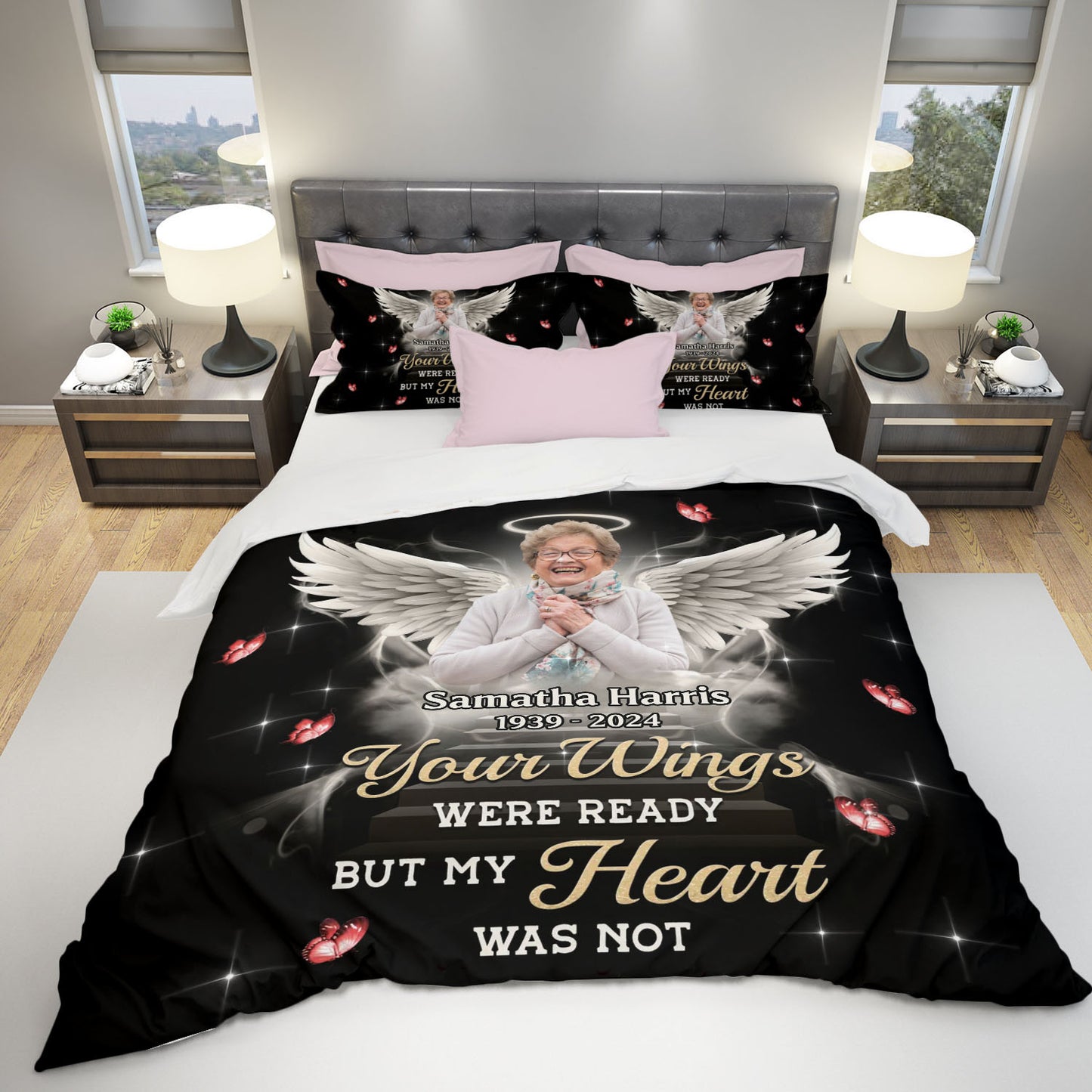 Your Wings Were Ready A Hug From Heaven Bedding Set - Memorial Personalized Custom Bedding Set - Christmas Gift, Sympathy Gift