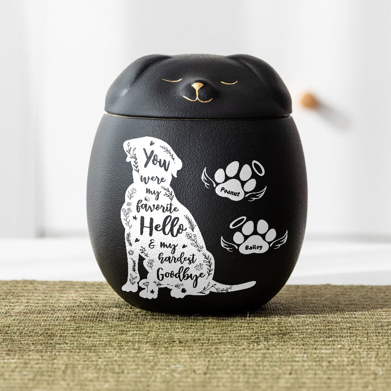 My Hardest Goodbye - Personalized Pet Urn - Modern Animal Ashes Cremation Urn - Gift for Loss of a Pet