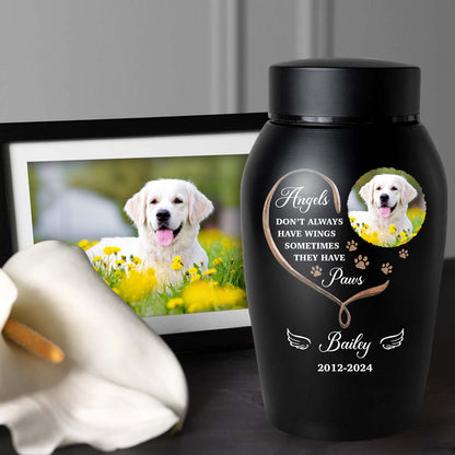 My Angel Have Wing Pet Memorial Urn - Personalized Photo Urn - Modern Ashes Urn