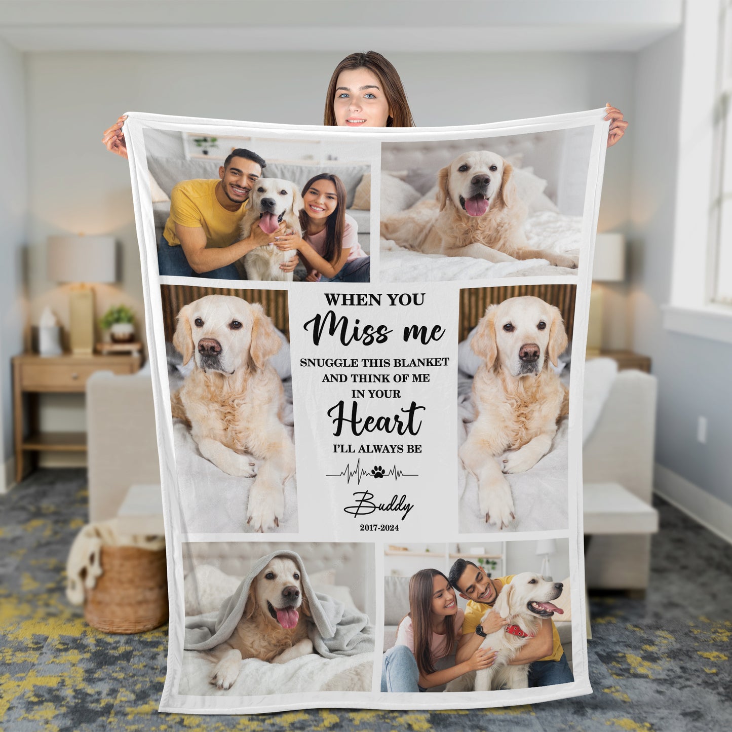 Snuggle This Blanket and Think Of Me - Memorial Personalized Custom Blanket - Christmas Gift, Sympathy Gift For Pet Owners, Pet Lovers