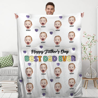 Custom photo Best Dad Ever - Memorial Personalized Custom Blanket - Happy Father's Day - Gift For Him