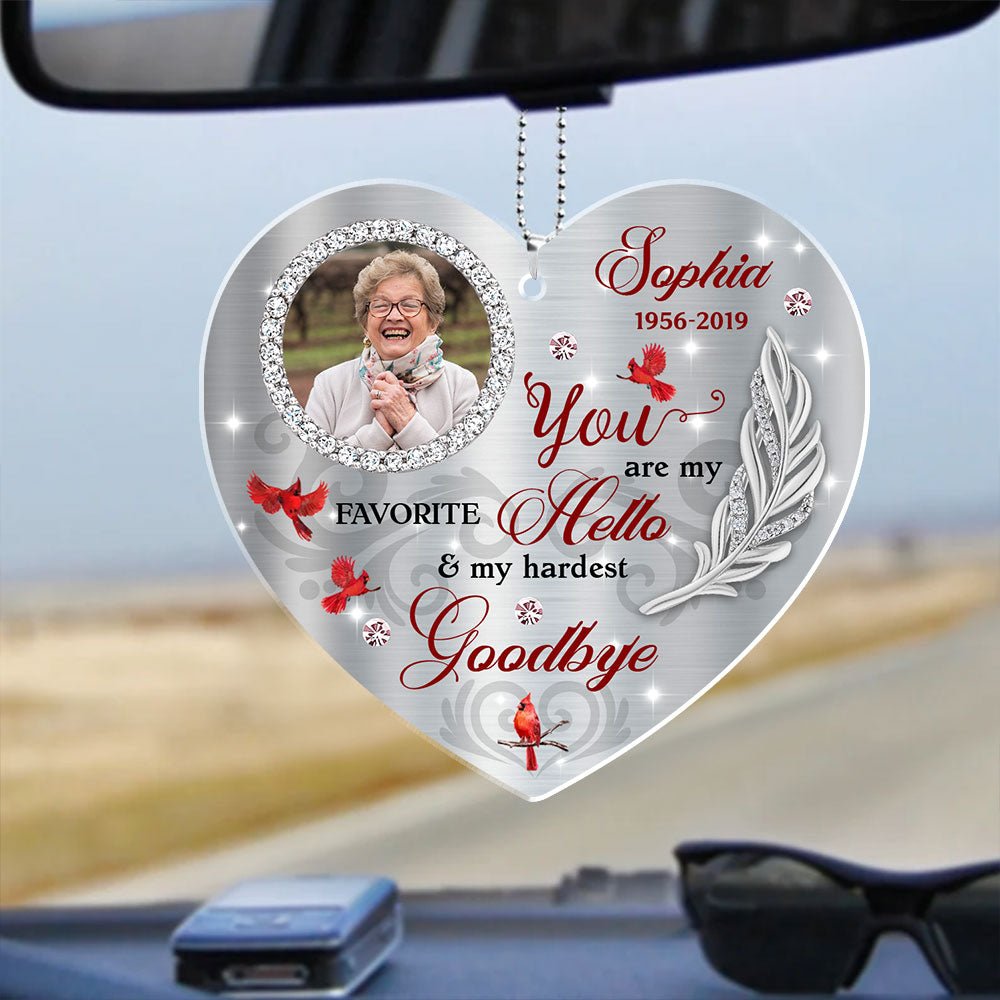 You Were My Hardest Goodbye Memorial Car Acrylic - Personalized Car Photo Ornament