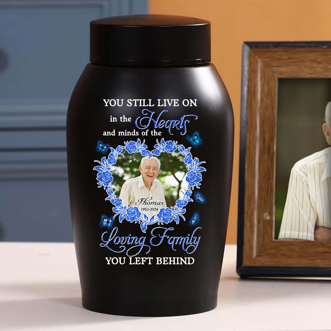 In Loving Family Urn- Personalized Photo Urn - Modern Ashes Urn