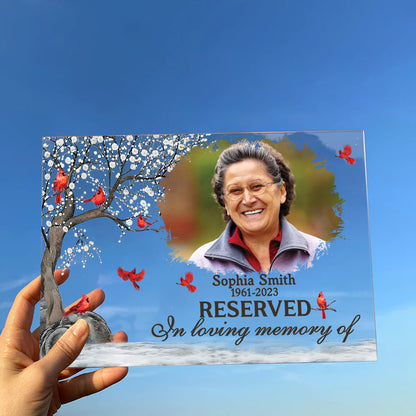 Cardinal Reserved Memorial -  Personalized Memorial Plaque Sympathy Gift, In Loving Memory Present, Custom Mother Memorial Plaque