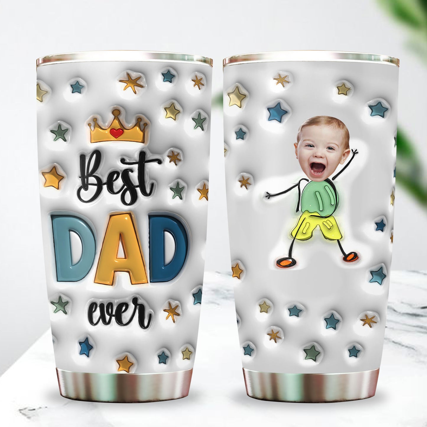 Best Dad Ever - Personalized Custom 3D Inflated Effect - Personalized Custom 20oz Tumbler