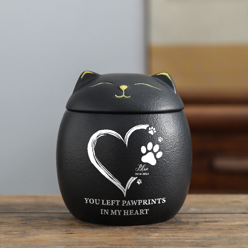 You Left Pawprint In My Heart - Personalized Pet Urn - Modern Animal Ashes Cremation Urn - Gift for Loss of a Pet