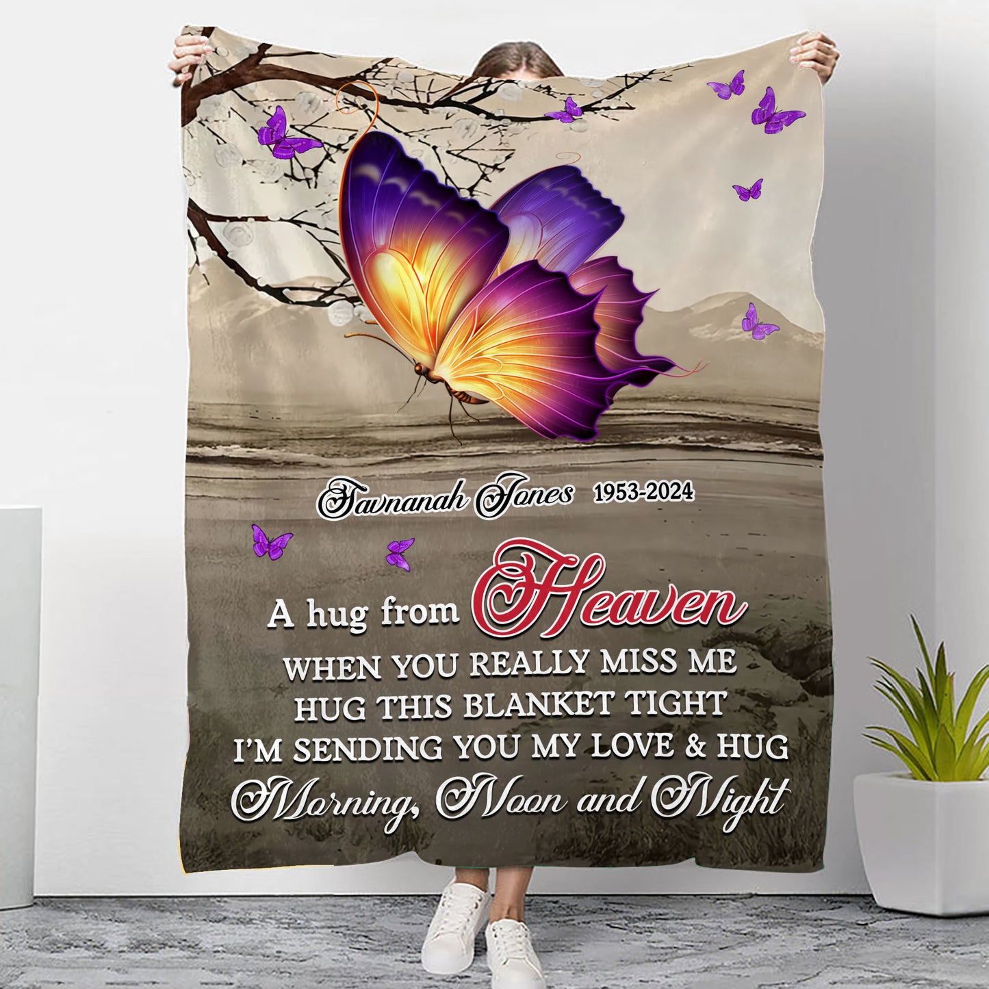 When You Really Miss Me Hug This Blanket Tight  - Memorial Personalized Custom Blanket - Christmas Gift, Sympathy Gift