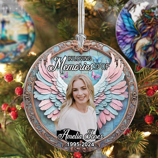 In Loving Memory - Personalized Memorial Vintage Ornament - Personalized Acrylic Ornament