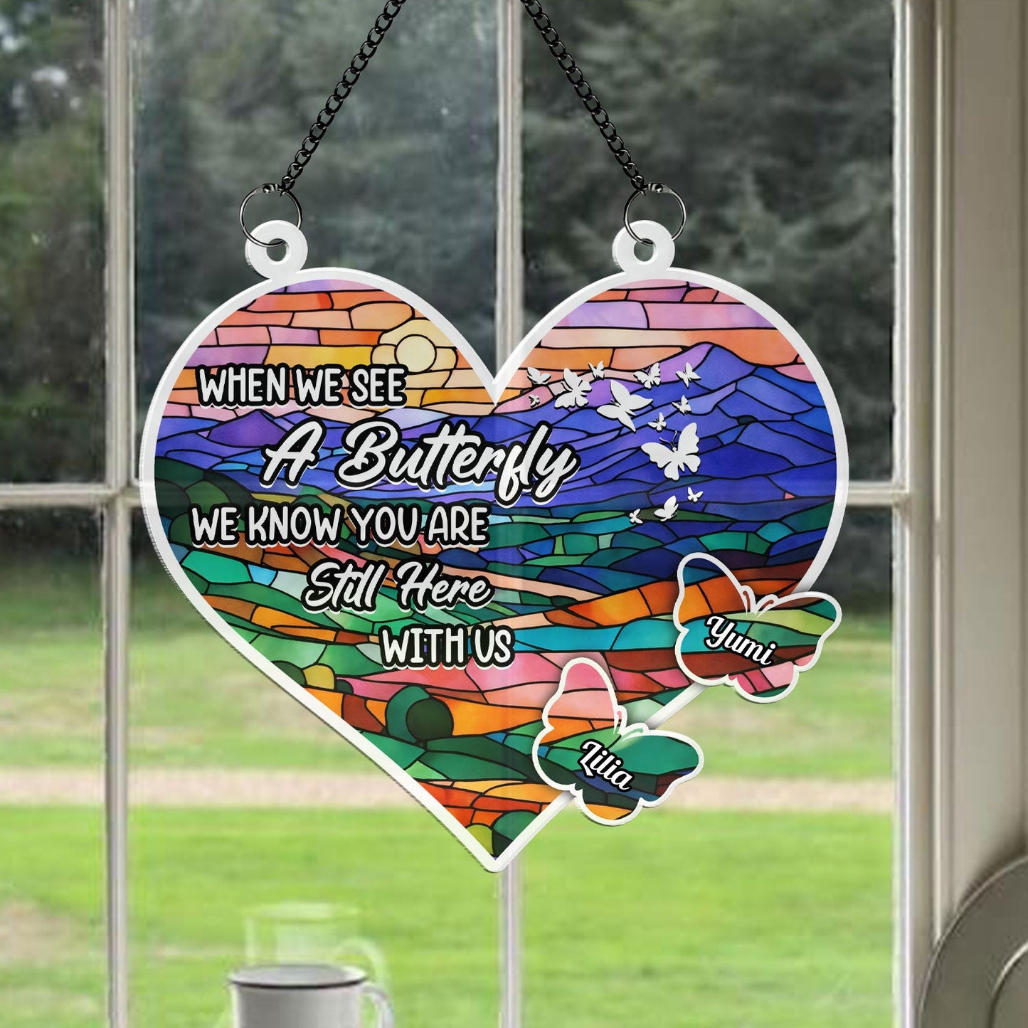 We Know You Are Still Here - Memorial Hanging Door Acrylic - Personalized Custom Shape Window Hanging Acrylic