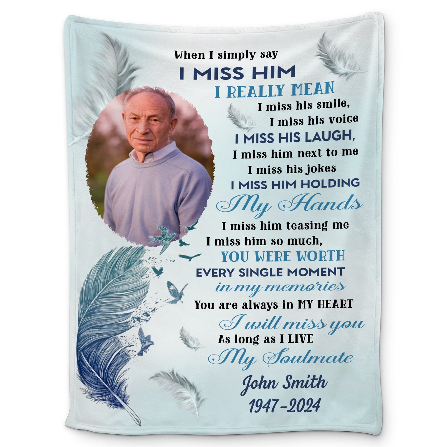 I Miss Your Smile Miss Your Voice - Memorial Personalized Custom Blanket - Christmas Gift, Sympathy Gift