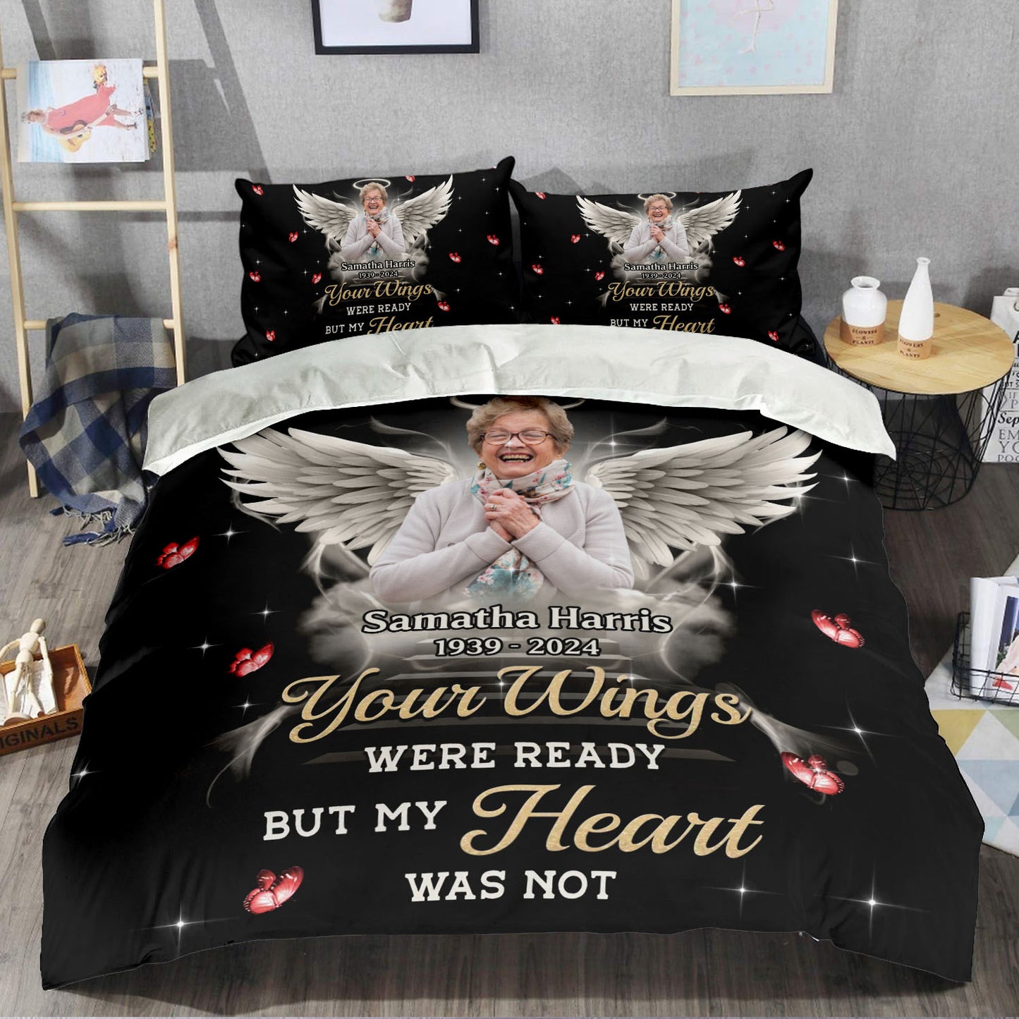 Your Wings Were Ready A Hug From Heaven Bedding Set - Memorial Personalized Custom Bedding Set - Christmas Gift, Sympathy Gift