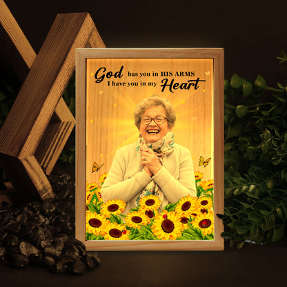 God Has You In His Arm - Memorial Sympathy Gift, Personalized Luminous Frame Light Box, LED Night Light