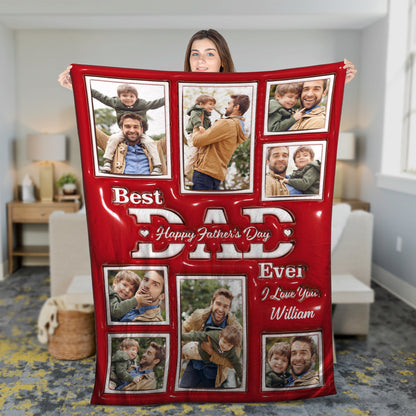 Best Dad Ever - Memorial Personalized Custom Blanket - Happy Father's Day - Gift For Him