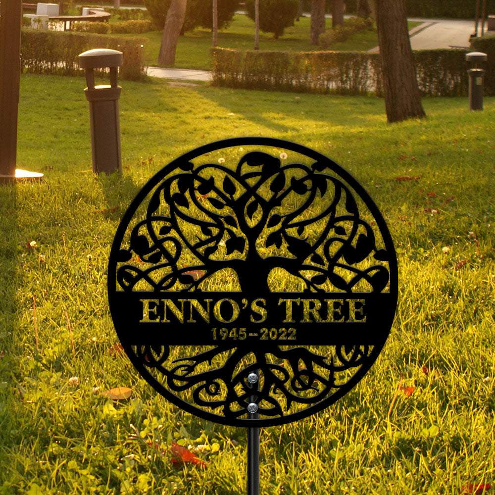 Custom Memorial Sign With Stake - Personalized Tree Metal Garden Marker - Tree Garden Sign