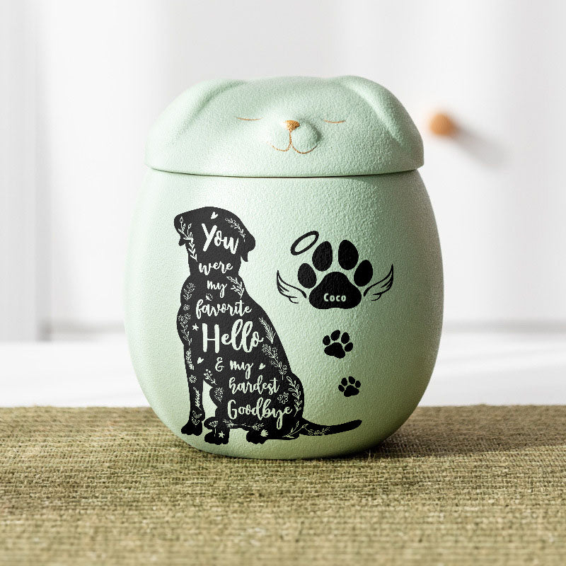 My Hardest Goodbye - Personalized Pet Urn - Modern Animal Ashes Cremation Urn - Gift for Loss of a Pet