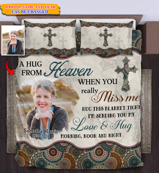 When you really miss me hug this blanket  Bedding Set - Memorial Personalized Custom Bedding Set - Christmas Gift, Sympathy Gift