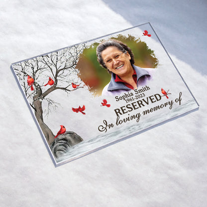 Cardinal Reserved Memorial -  Personalized Memorial Plaque Sympathy Gift, In Loving Memory Present, Custom Mother Memorial Plaque