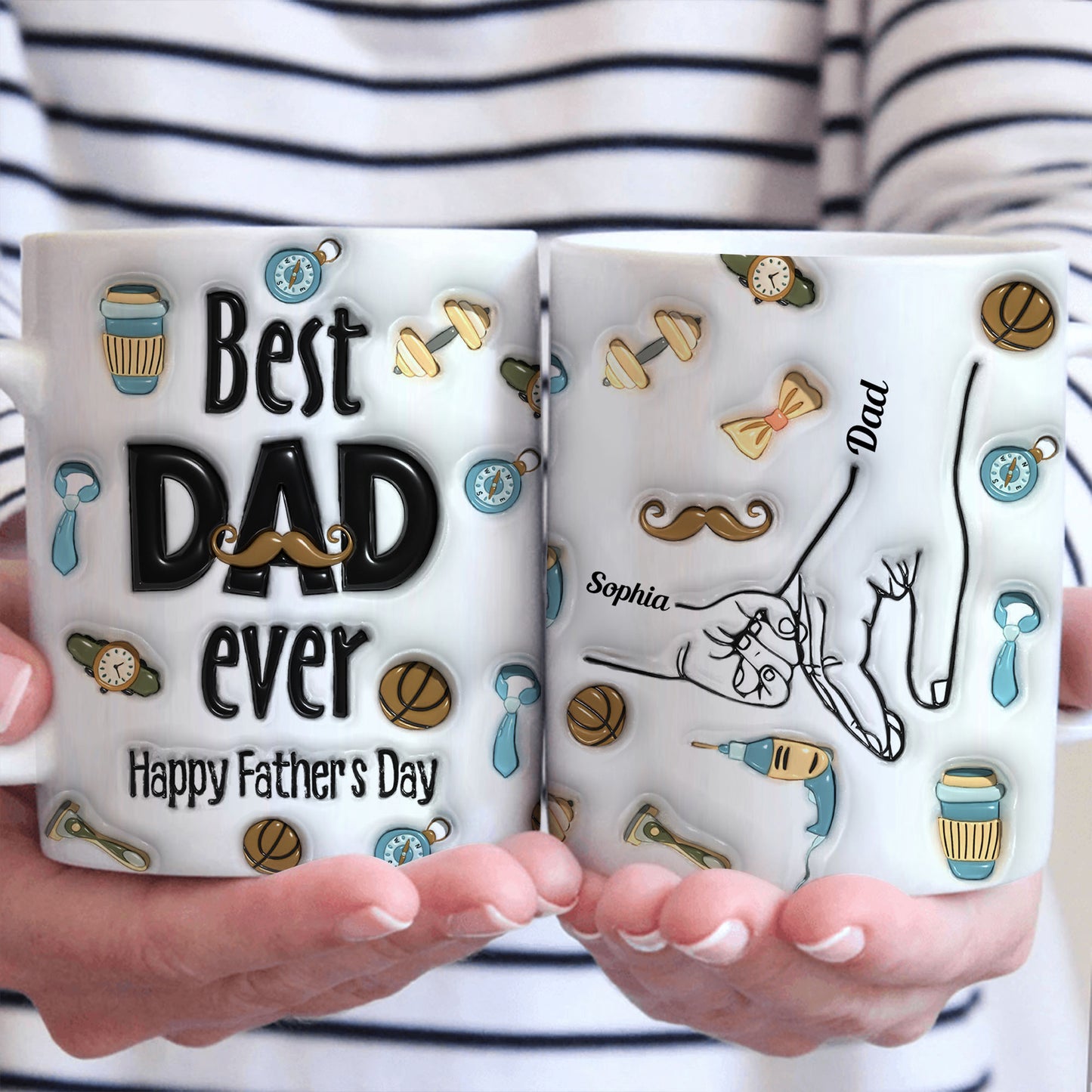 Best Dad Ever Ever - Personalized Custom 3D Inflated Effect - Personalized Custom Mugs