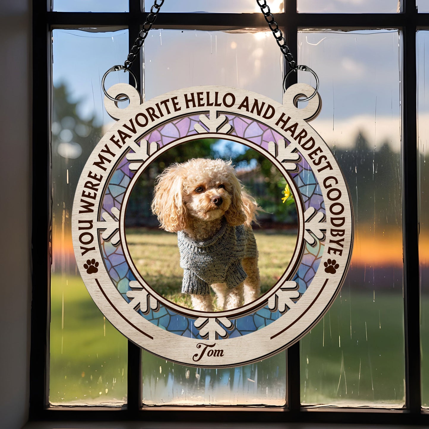 You Were My Hardest Goodbye - Memorial Hanging Door Suncatcher - Dog Memorial - Personalized Custom Shape Window Hanging Suncatcher