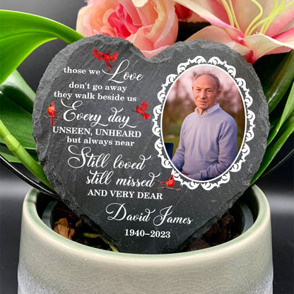 Unseen, Unheard But Always Near Still Loved Still Missed - Personalized Custom Heart Shaped Stone With Stand