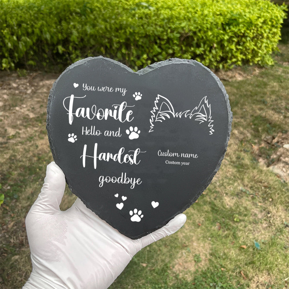 My Hardest Goodbye Forever In My Heart - Personalized Custom Heart Shaped Stone With Stand