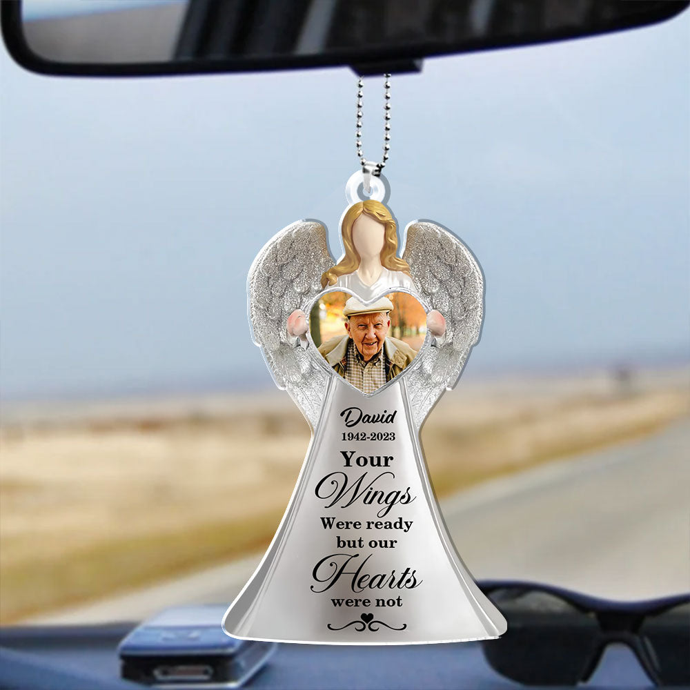 Angle Your Wings Were Ready Memorial Car Acrylic - Personalized Car Photo Ornament