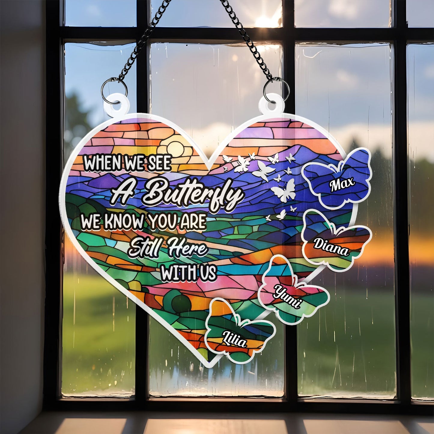 We Know You Are Still Here - Memorial Hanging Door Acrylic - Personalized Custom Shape Window Hanging Acrylic