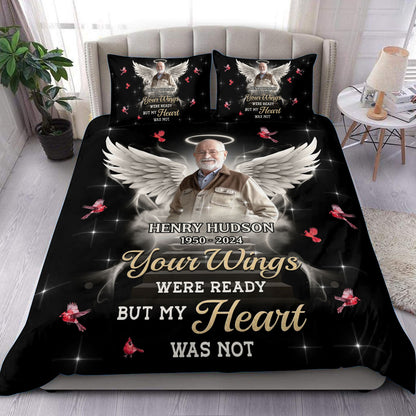 Your Wings Were Ready A Hug From Heaven Bedding Set - Memorial Personalized Custom Bedding Set - Christmas Gift, Sympathy Gift