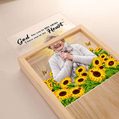 God Has You In His Arm - Memorial Sympathy Gift, Personalized Luminous Frame Light Box, LED Night Light