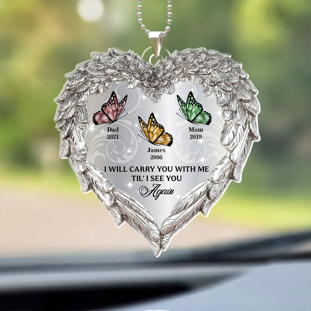 I Will Carry You With Me - Your Wings Were Ready Memorial Car Acrylic - Personalized Car Photo Ornament