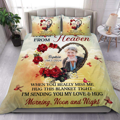 Cardinal A Hug From Heaven Bedding Set - Memorial Personalized Custom Bedding Set - Christmas Gift, Sympathy Gift