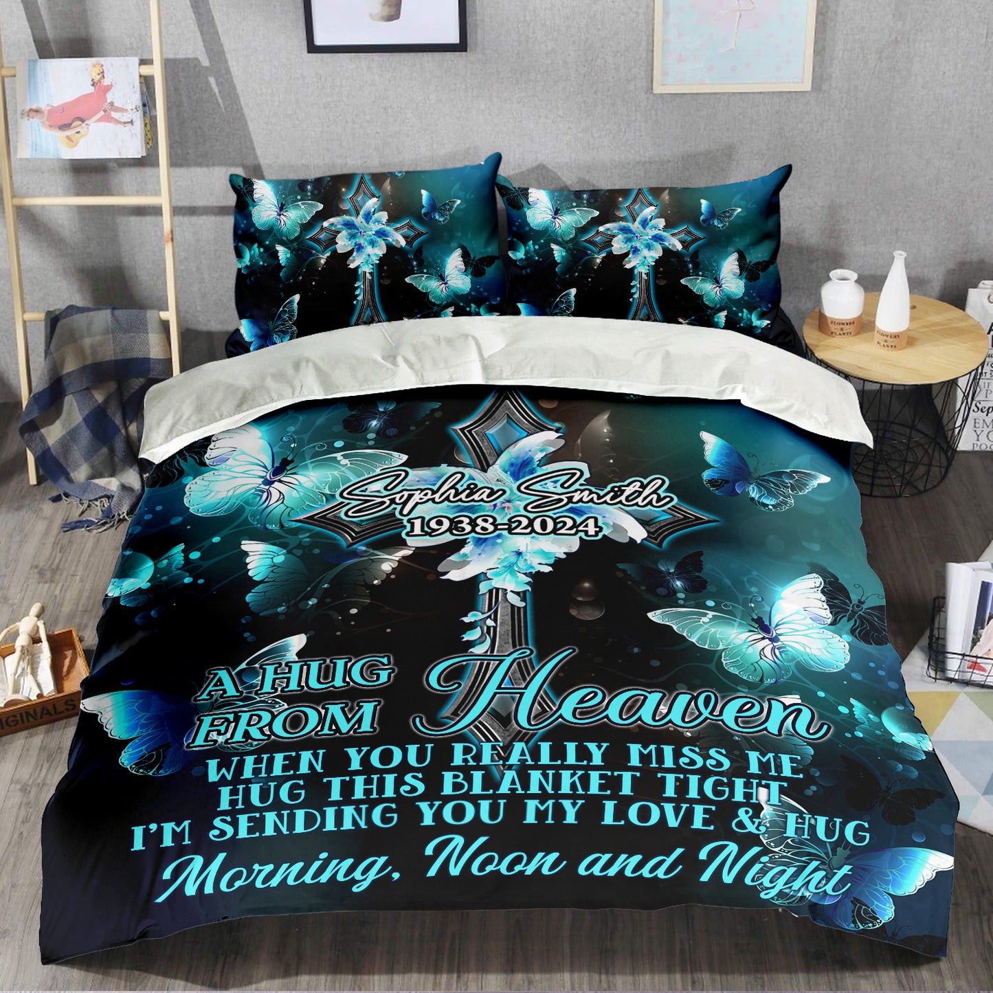 A Hug From Heaven Bedding Set - Memorial Personalized Custom Bedding Set - Christmas Gift, Sympathy Gift