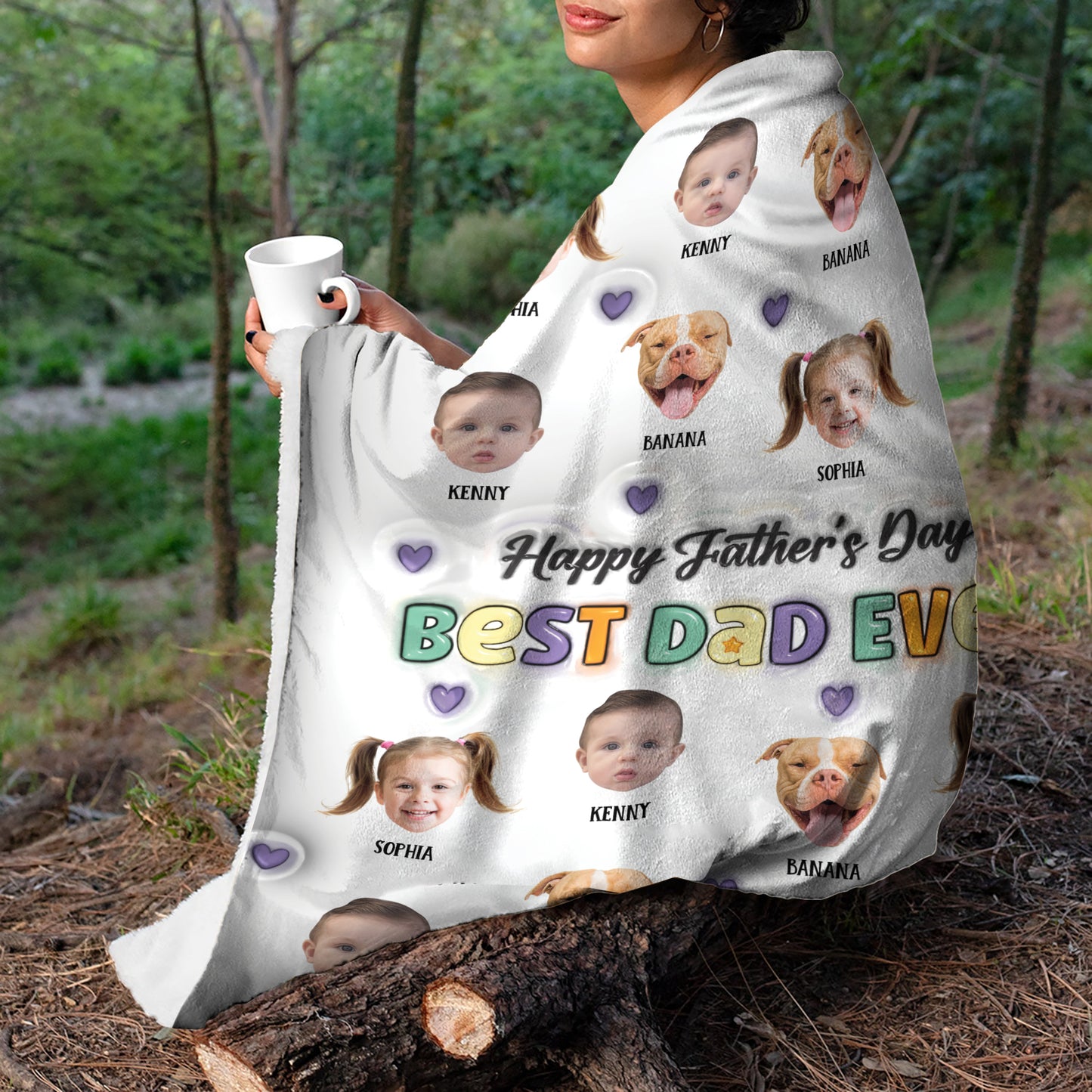 Custom photo Best Dad Ever - Memorial Personalized Custom Blanket - Happy Father's Day - Gift For Him