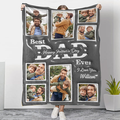 Best Dad Ever - Memorial Personalized Custom Blanket - Happy Father's Day - Gift For Him