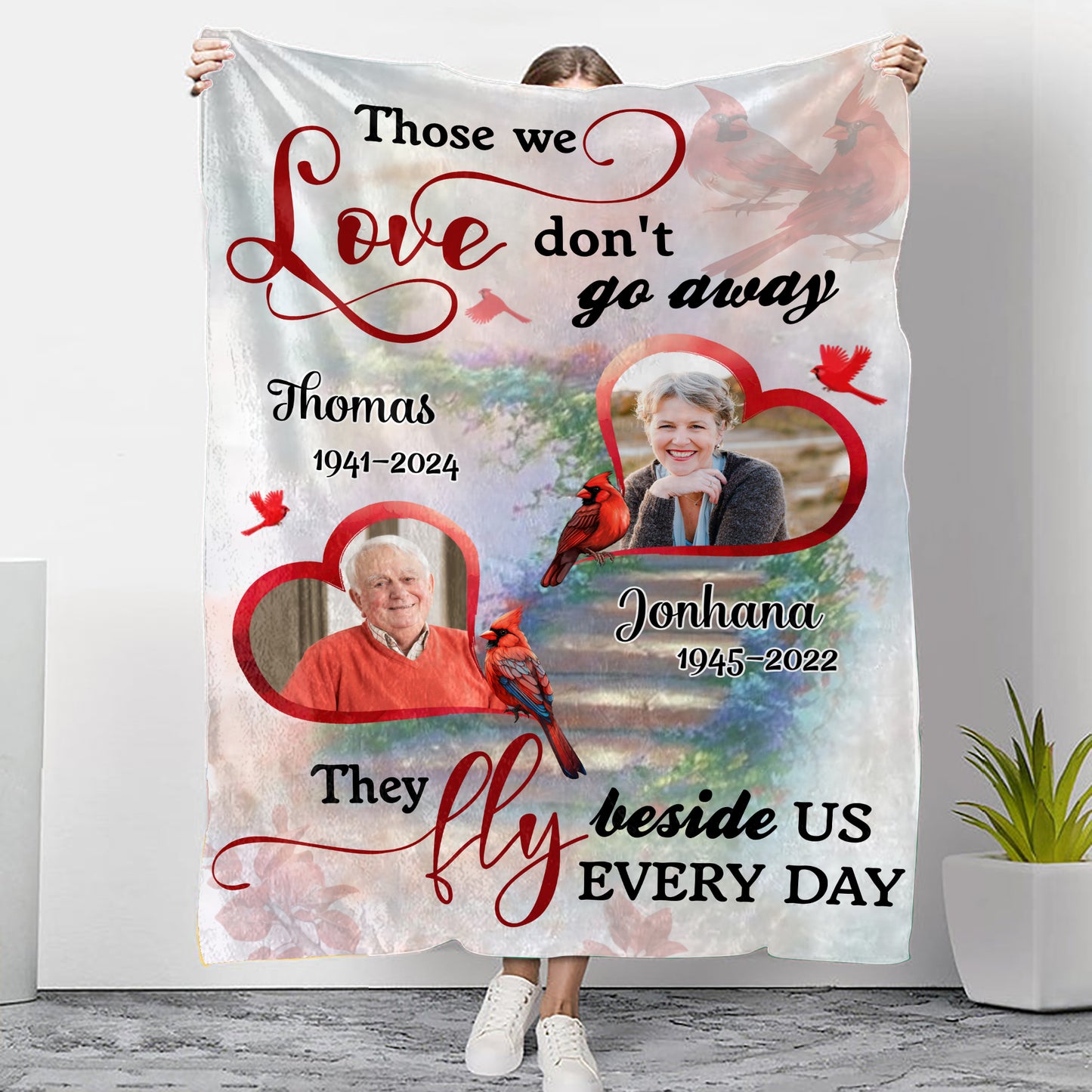 Those we love don't go away - Memorial Personalized Custom Blanket - Christmas Gift, Sympathy Gift