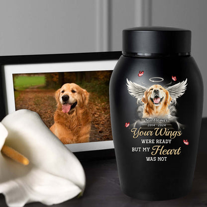 Your Wings Were Ready Memorial Urn - Personalized Photo Urn - Modern Ashes Urn