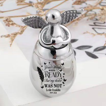 Mini Angel Keepsake Urn for Ashes - Your Wings Were Ready But My Heart Was Not - Memorial Gift