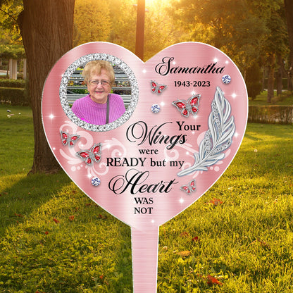 Your Wings Were Ready Giltter - Memorial Personalized Custom Acrylic Garden Stake