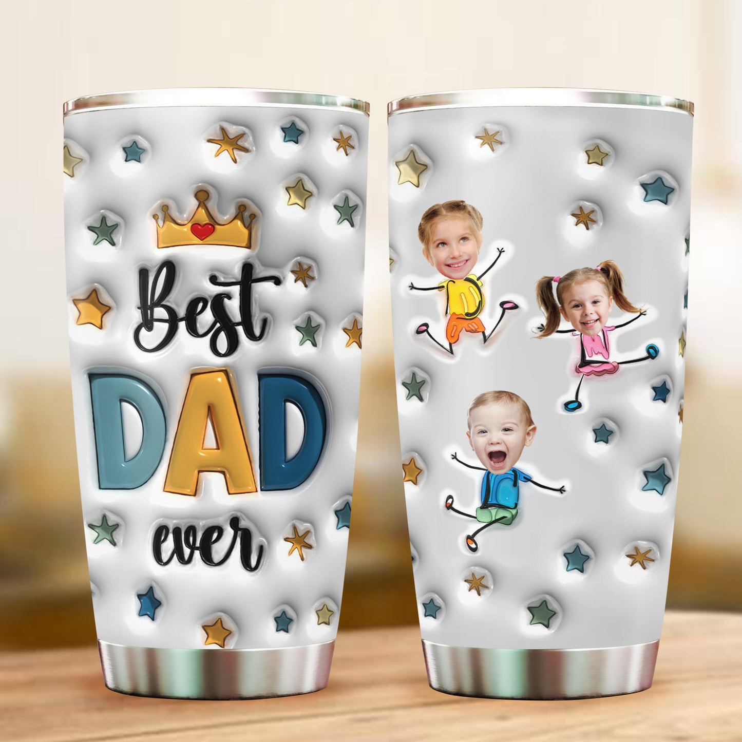 Best Dad Ever - Personalized Custom 3D Inflated Effect - Personalized Custom 20oz Tumbler