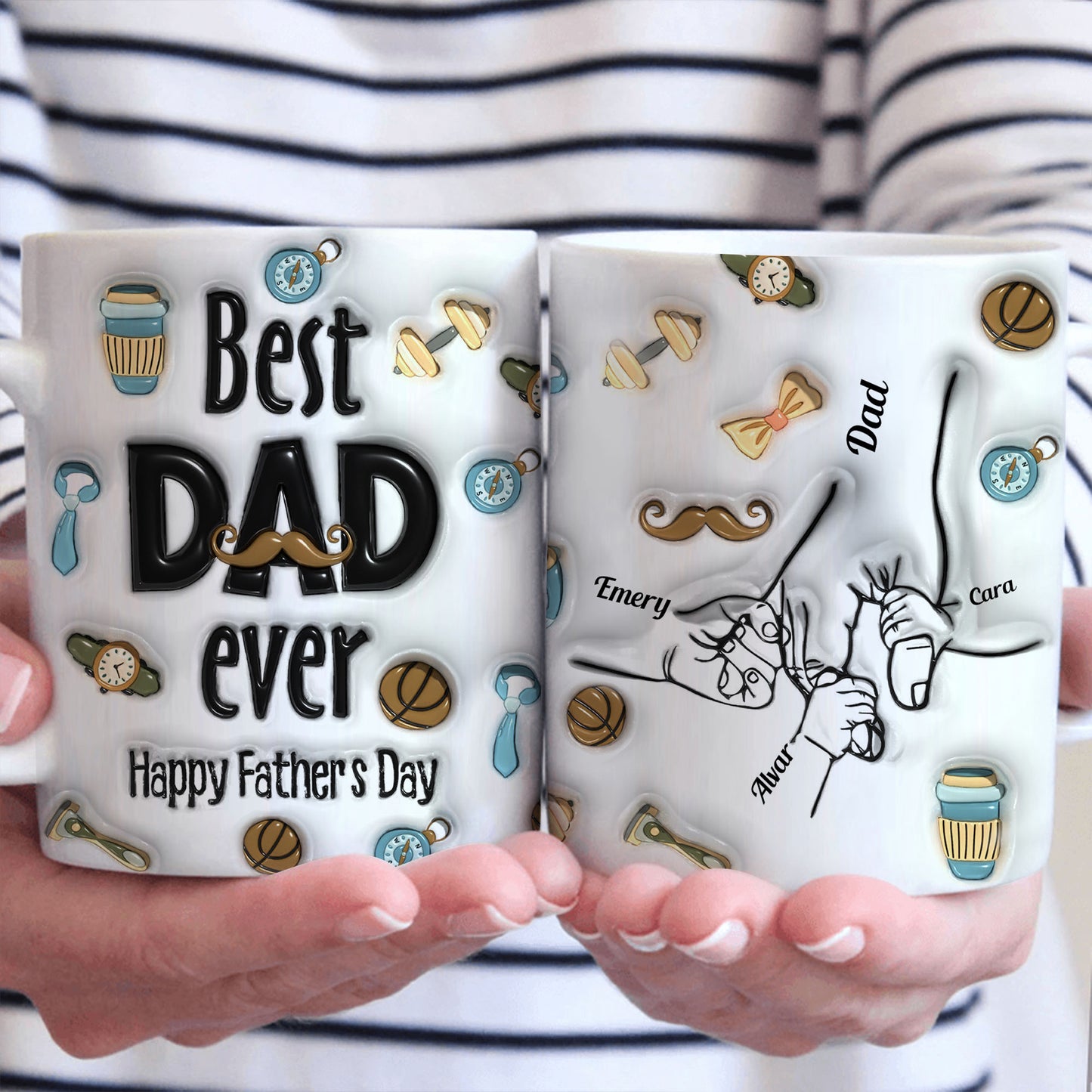 Best Dad Ever Ever - Personalized Custom 3D Inflated Effect - Personalized Custom Mugs