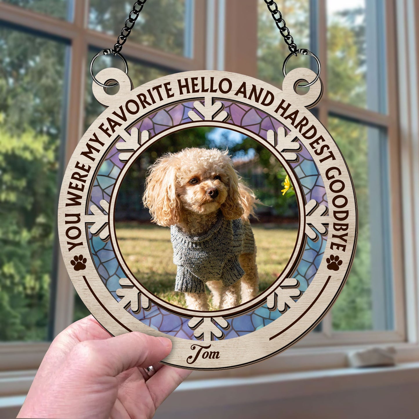 You Were My Hardest Goodbye - Memorial Hanging Door Suncatcher - Dog Memorial - Personalized Custom Shape Window Hanging Suncatcher