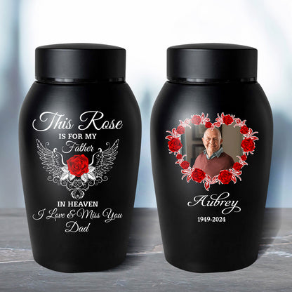 This Rose Is For My Mother - Personalized Photo Urn - Modern Ashes Urn