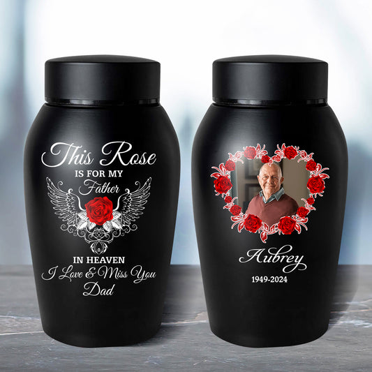 This Rose Is For My Mother - Personalized Photo Urn - Modern Ashes Urn