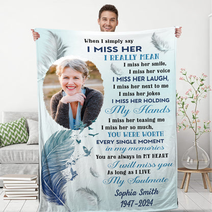 I Miss Your Smile Miss Your Voice - Memorial Personalized Custom Blanket - Christmas Gift, Sympathy Gift