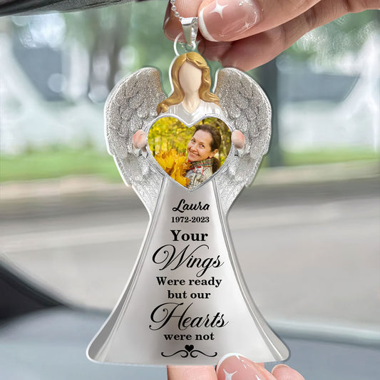 Angle Your Wings Were Ready Memorial Car Acrylic - Personalized Car Photo Ornament