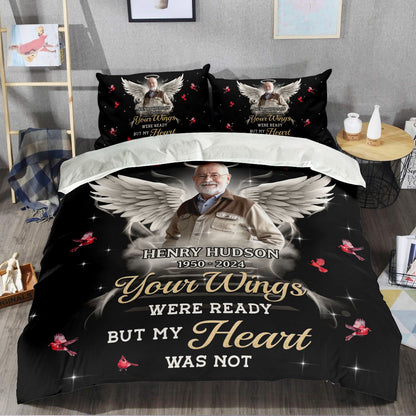 Your Wings Were Ready A Hug From Heaven Bedding Set - Memorial Personalized Custom Bedding Set - Christmas Gift, Sympathy Gift