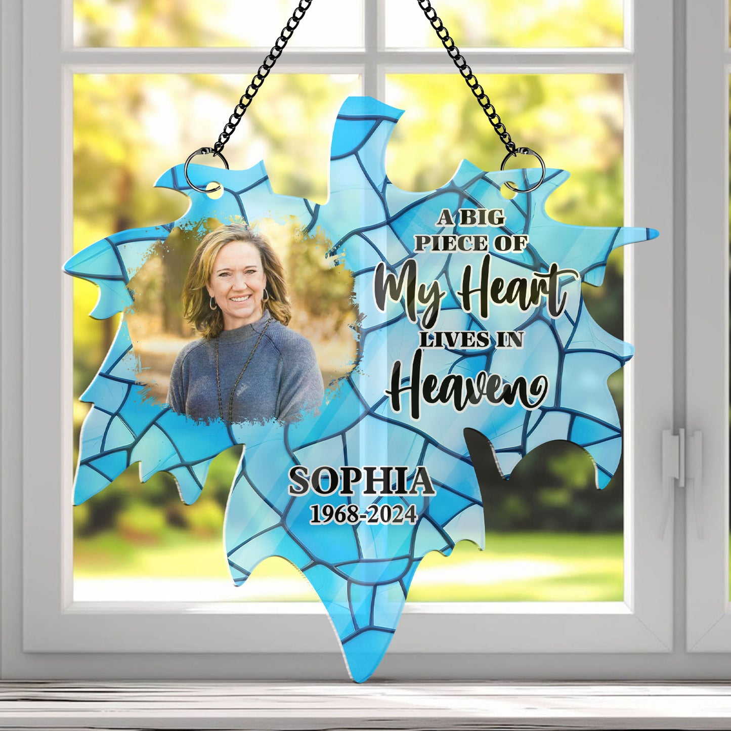 Big Piece Of My Heart Hanging Door - Memorial Hanging Door Acrylic - Personalized Custom Shape Window Hanging Acrylic